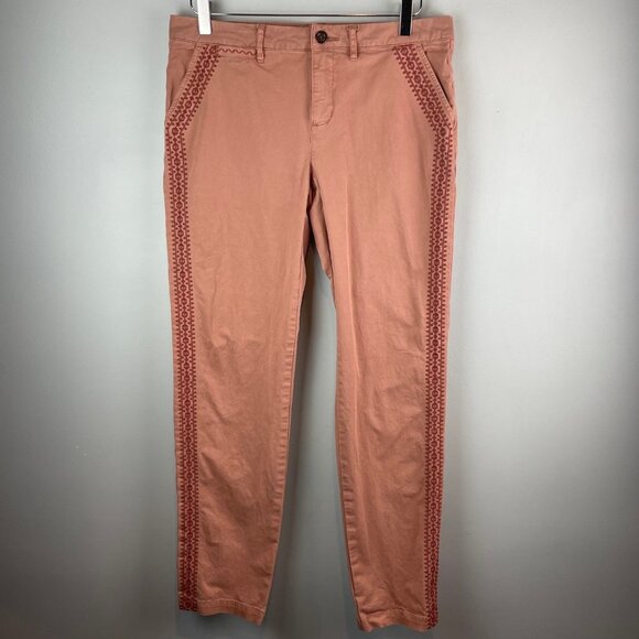 Garnet Hill Embroidered Casual Pants Size 6 - Picture 2 of 6